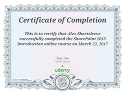Sharepoint Intro certificate
