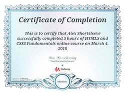 HTML5/CSS3 certificate