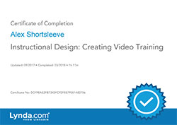 Instructional Design Creating Video Training certificate