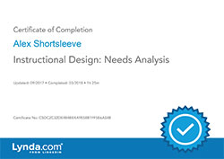 Instructional Design Needs Analysis certificate