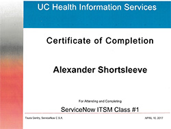 Service Now certificate