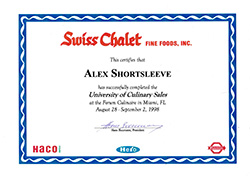 Culinary Sales Certificate