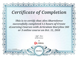 Articulate Storyline 360 certificate