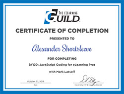 E-Learning Guild JavaScript Coding for eLearning Pros Certificate